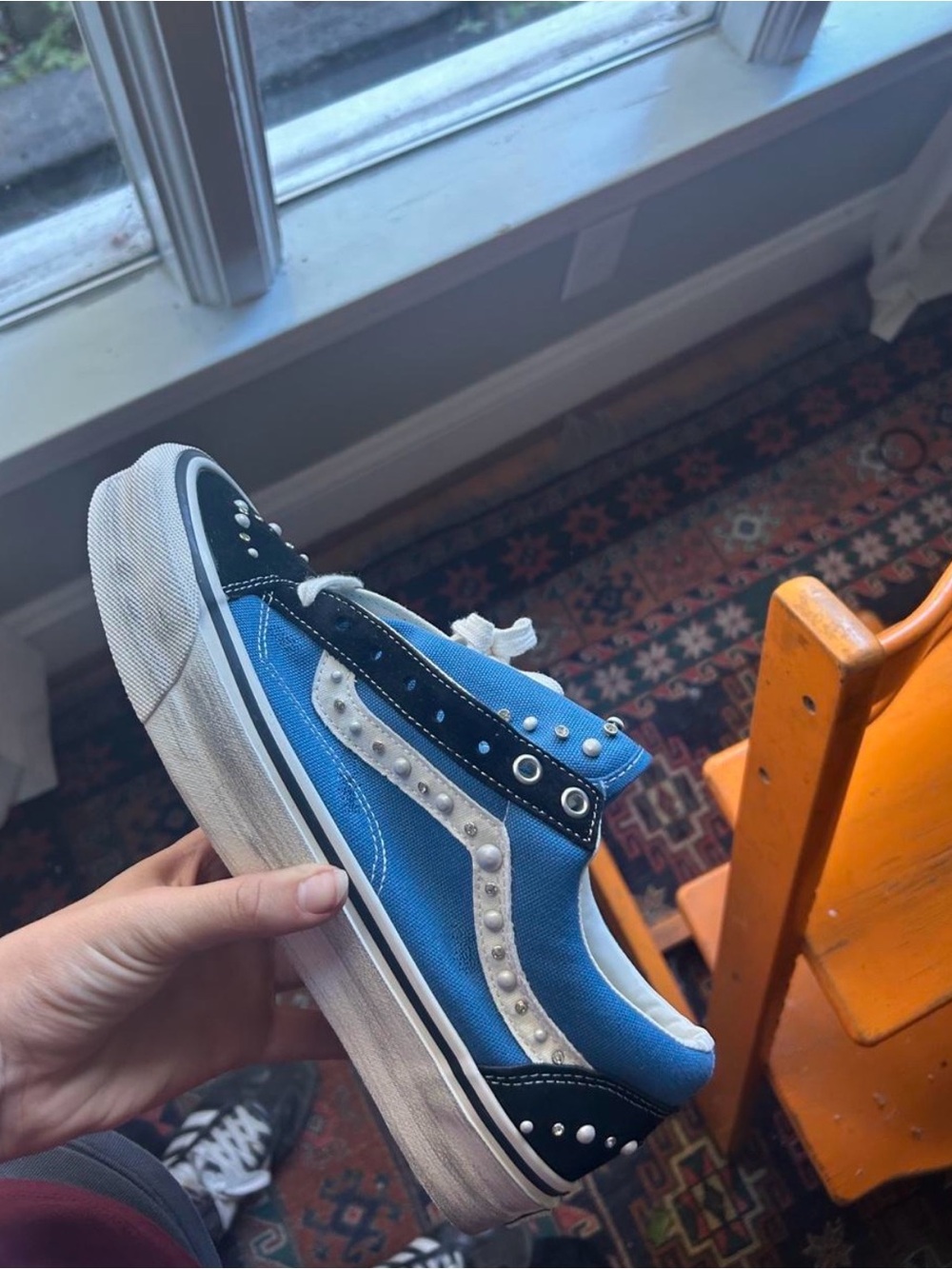 Vans Blue and Black Studded Low-Top Sneakers(nobox)